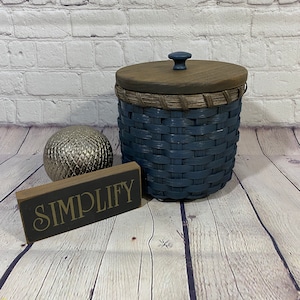 Toilet Paper Basket-Basket with a Lid-Painted Basket-Storage Basket-Canister Basket-Primitive Style