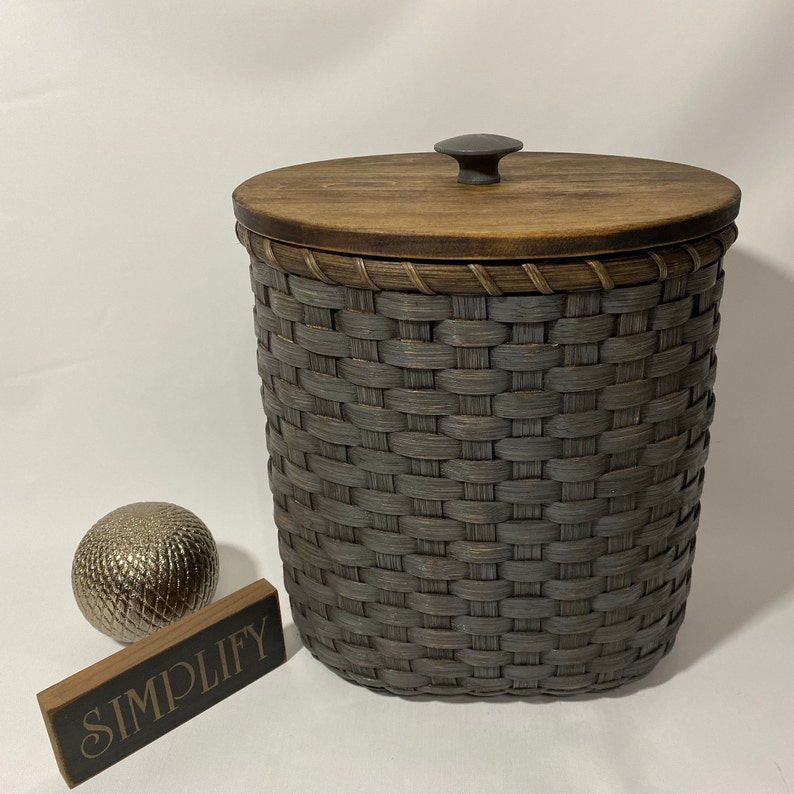 Waste Basket With Lid / Magazine Basket / Storage Basket / Etsy