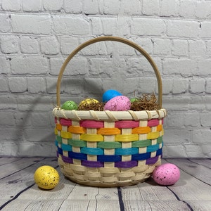 RESERVED for Theresa-Easter Basket-Rainbow Basket-Handwoven Basket- Round Basket