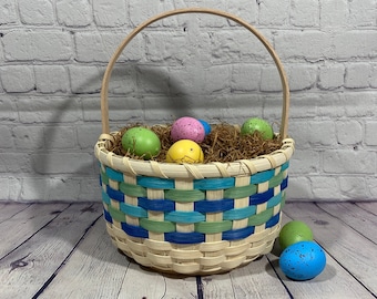 Easter Basket-Storage Basket-Handwoven Basket- Round Basket