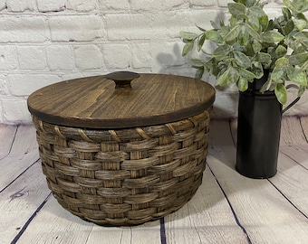 Storage Basket- Basket with a Lid- Paper Plate Basket-Fruit Basket-Handwoven Basket