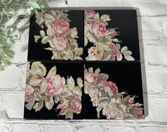 Ceramic Coasters -Set of 4-Floral