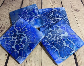 Coasters-Ceramic-Set of 4-Fluid Art