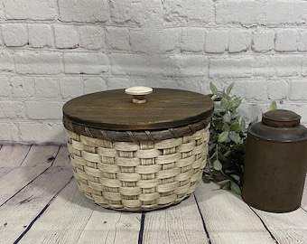 Storage Basket-Paper Plate Basket-Round Basket-Handwoven Basket/Primitive Style
