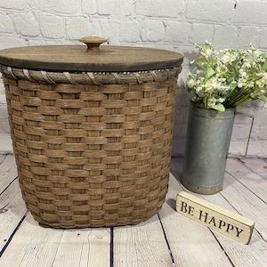 Waste Basket with Lid / Magazine Basket / Storage Basket / Organizer Basket-Primitive Style