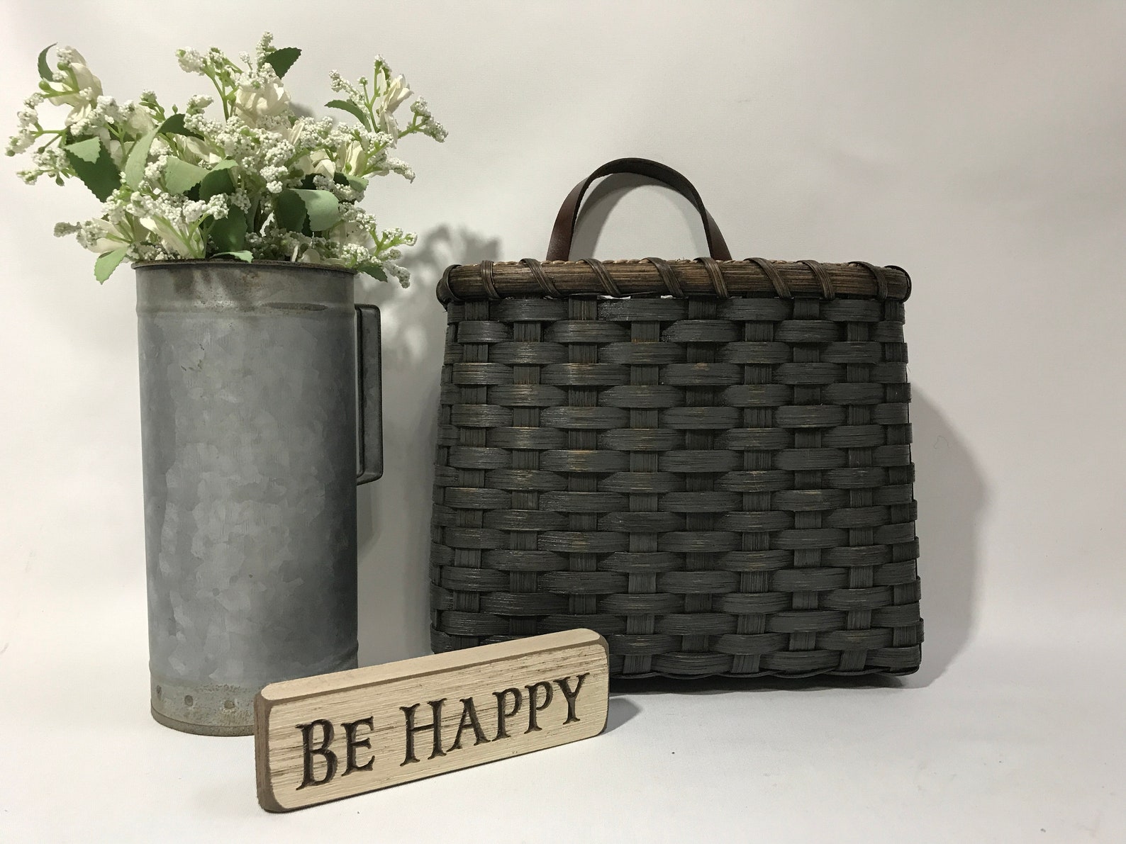 Mail Basket / Wall BasketPainted / Handwoven Basket / Etsy