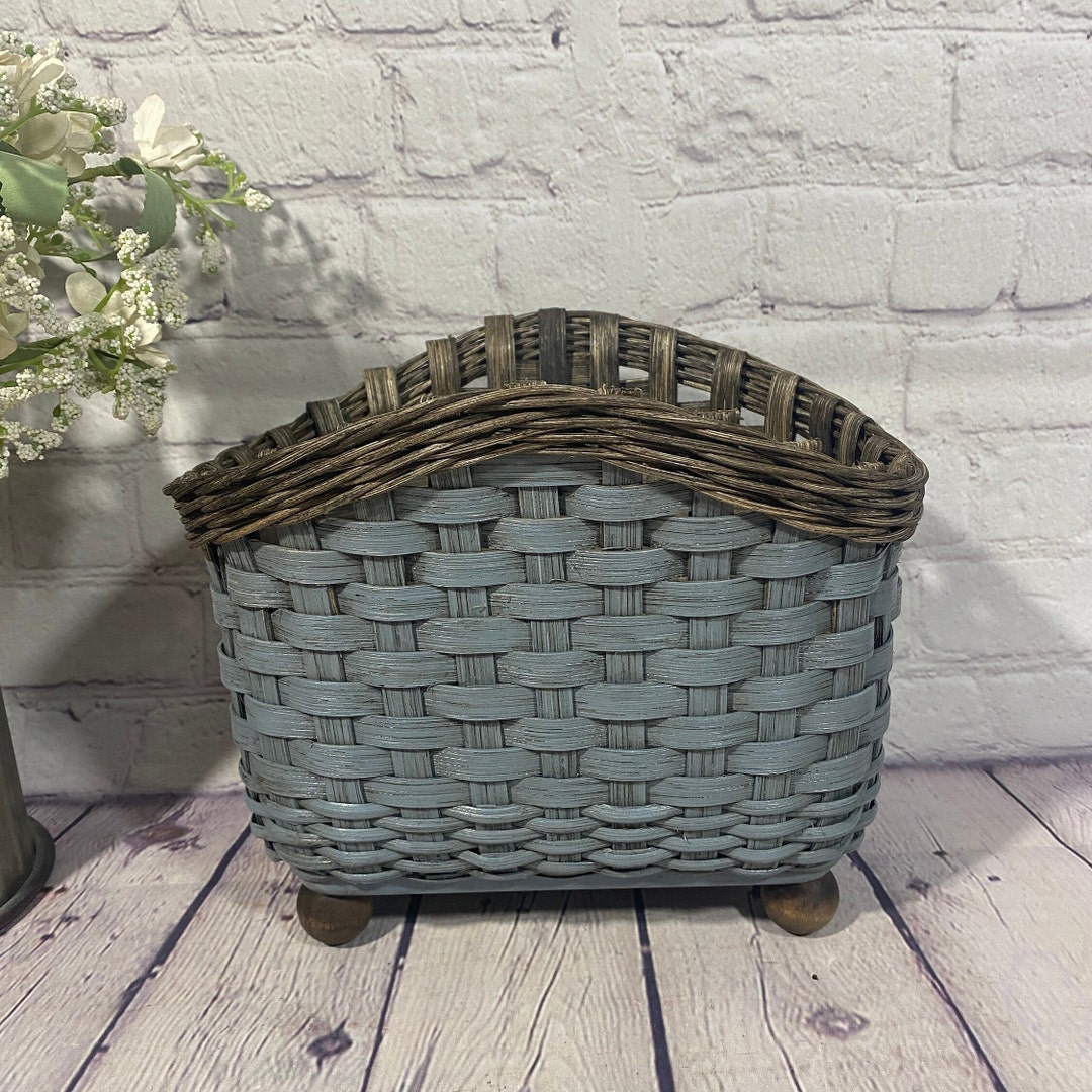 Napkin Basket / Table Top Basket / Handwoven Basket / Painted Etsy
