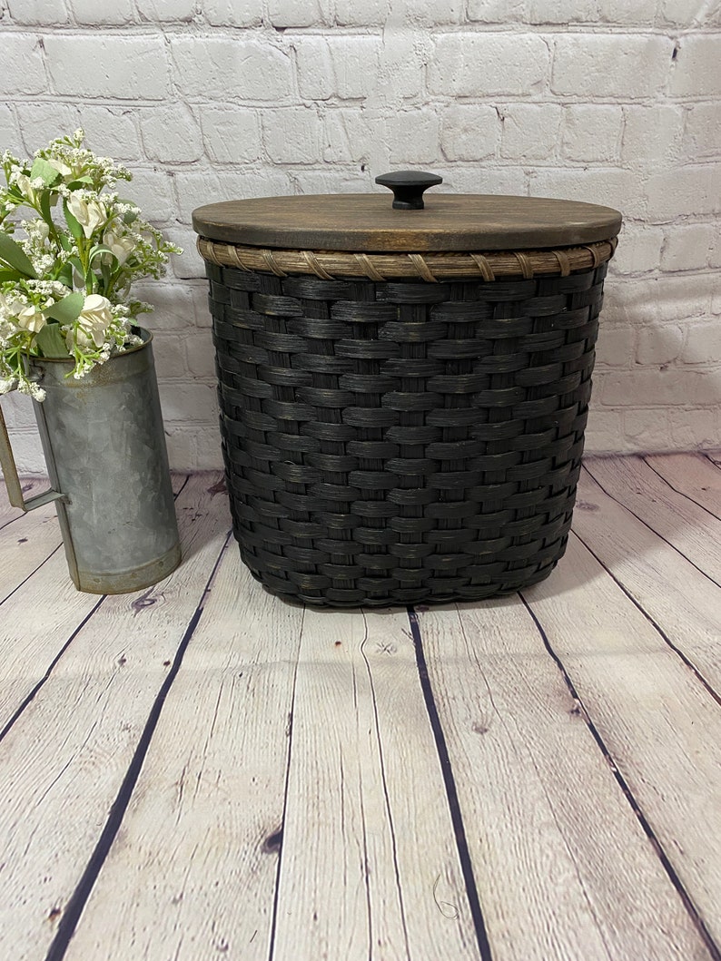Waste Basket With Lid / Magazine Basket / Storage Basket / Etsy