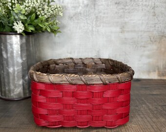Napkin Basket-Fruit Basket-Bread Basket-Handwoven Basket-Square Basket-Rustic-Primitive