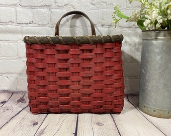 Mail Basket / Wall Basket-Painted / Primitive Style  Wall Basket / Handwoven Basket