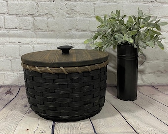 Storage Basket-Paper Plate Basket-Round Basket-Handwoven Basket/Primitive Style