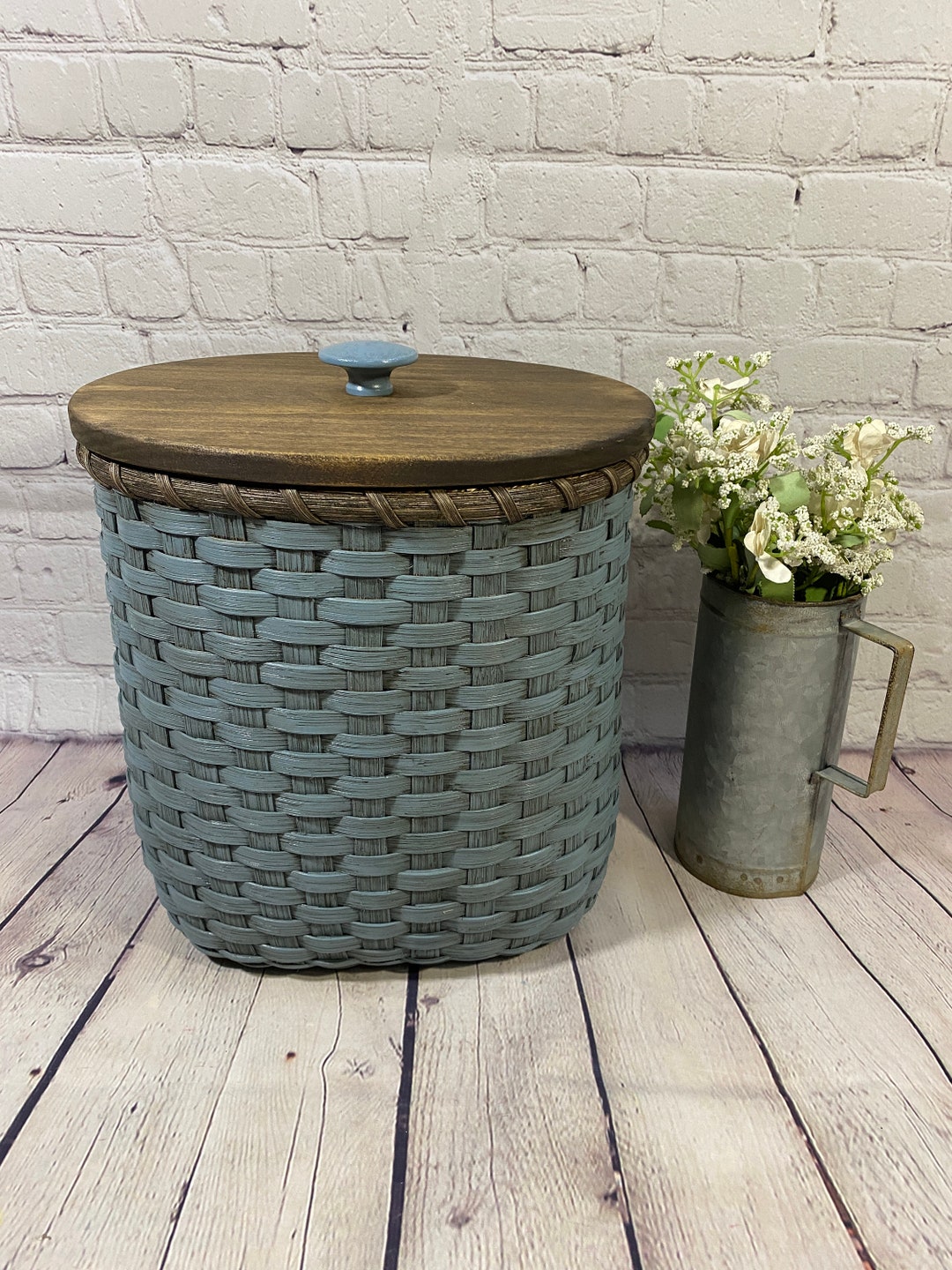 Waste Basket With Lid / Magazine Basket / Storage Basket / Etsy