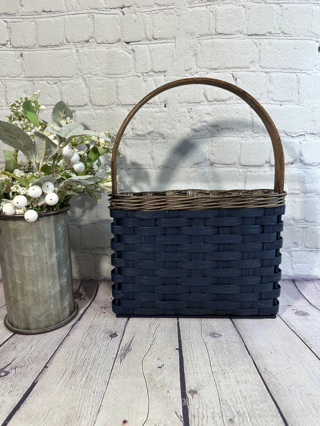 Door Basket-wall Basket-handwoven Basket-navy - Etsy