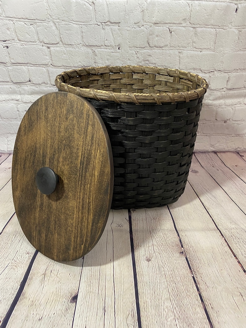Waste Basket With Lid / Magazine Basket / Storage Basket / Etsy