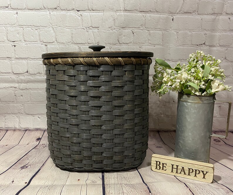 Waste Basket With Lid / Magazine Basket / Storage Basket / Etsy