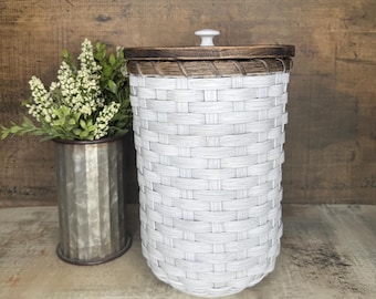 Waste Basket with a lid / Storage Basket / Handwoven Basket