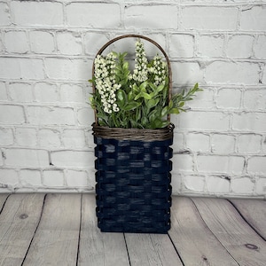 Wall Basket-Handwoven Basket-Primitive Style Basket-Navy Blue