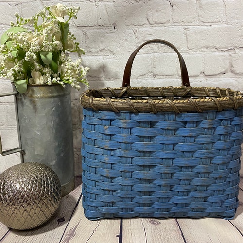 Mail Basket / Wall Basketpainted / Handwoven Basket / Etsy