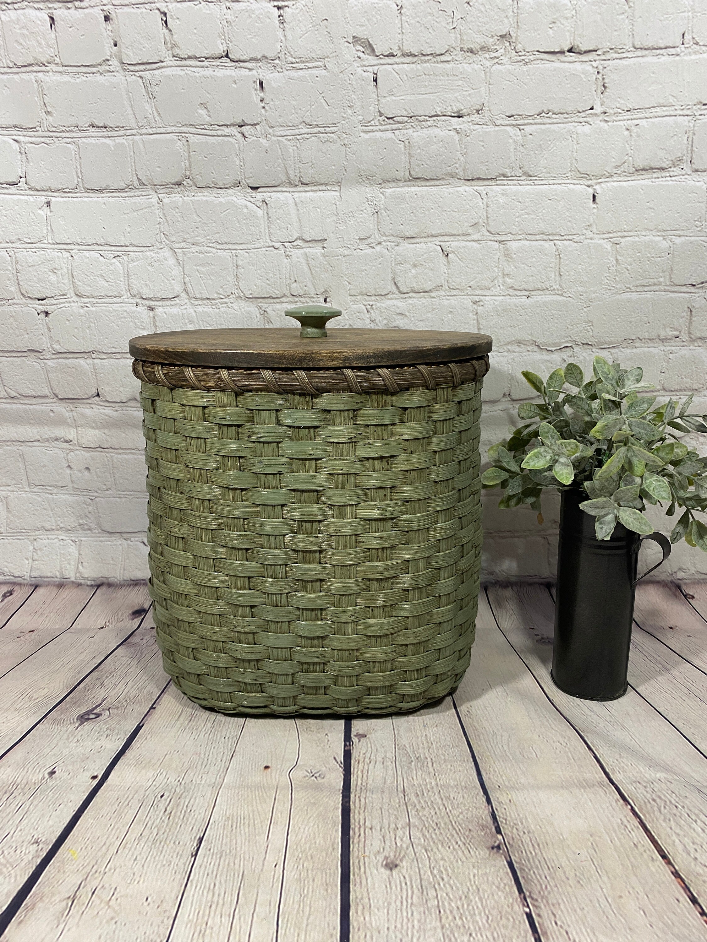 Waste Basket with Lid / Magazine Basket / Storage Basket / Etsy