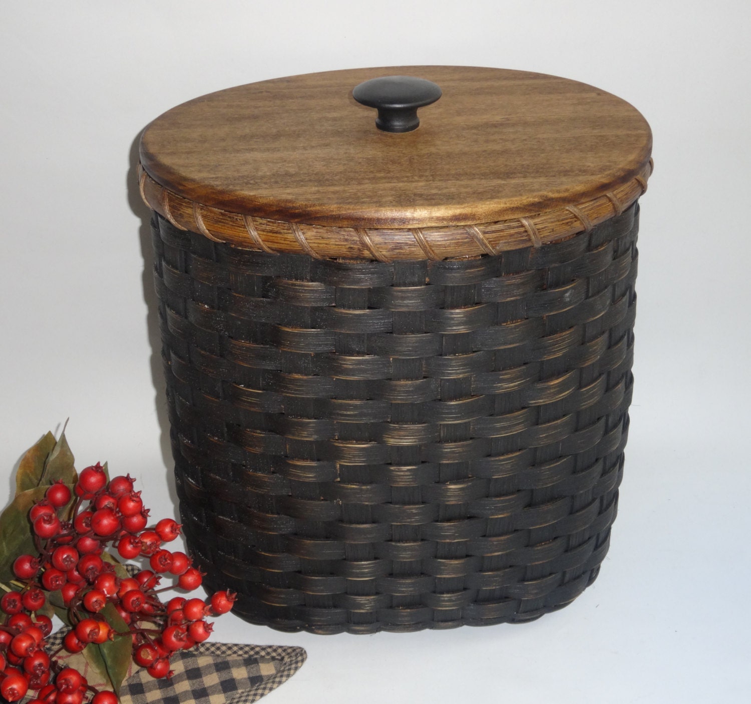 Waste Basket with Lid / Magazine Basket / Storage Basket / Etsy