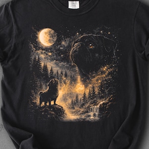 Comfort Colors® Black Pug Howling to The Moon Shirt, Vintage Moon Animals Tee, 90s Retro Animal Graphic Tee, Dog Pug Mom Gift