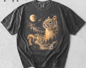 Comfort Colors® Squirrel Moon Shirt, Squirrel Howling to The Moon Shirt, Vintage Moon Animals Tee, Animal Country Western Gift