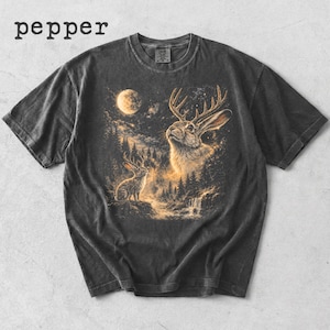 Jackalope Moon-tröja, Jackalope Howling to Moon-tröja, vintage-tröja med måndjur, djur- och lantliga westerngåva, t-shirt med bekväma färger