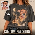 Comfort Colors\u00ae Custom Pet Photo Shirt, Personalized Pet Shirt, Customized Picture Dog Shirt, Dog Lover Gift, Dog Howling to The Moon Shirt
