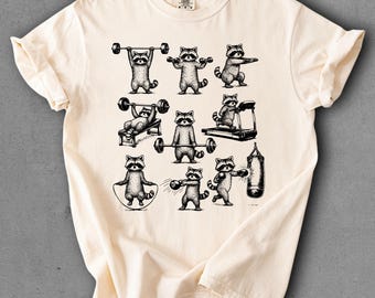 Comfort Colors® Funny Raccoon Gym Shirt, Raccoon Workout Shirt, Weight Lifting Gym Raccoon Tee, Deadlift Raccoon Tee, Raccoon Lover Tee