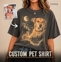 Comfort Colors® Custom Pet Photo Shirt, Personalized Pet Shirt, Customized Picture Dog Shirt, Dog Lover Gift, Dog Howling to The Moon Shirt