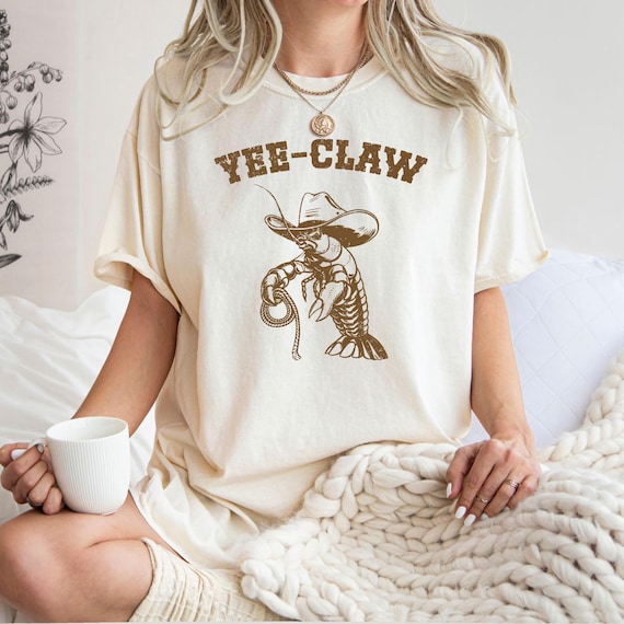 Comfort Colors® Crawfish Shirt, Yee Claw Crawfish Shirt, Western Crawfish Tee, Sarcastic Shirt, Funny Beach Shirt, Cowboy Crawfish Shirt