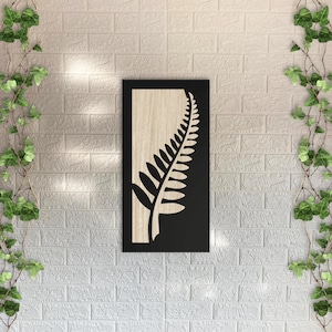 Leaf Wooden Wall Decor, Laser Cut Nature-Inspired Design with Light and Black Wood Layers, Rustic Botanical Art for Home or Office