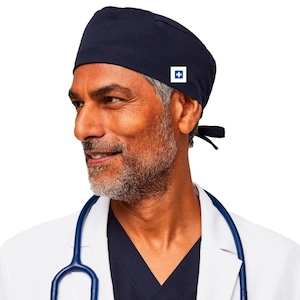 IZI Scrubs™ Unisex Surgical Cap – Tie-Back Scrub Hat – Medical and Nursing Headwear (Navy, Blue and green Olive)