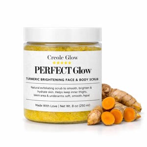 Creole Glow Kurkuma Body Scrub – 8 oz natuurlijke exfoliërende scrub voor een stralende huid