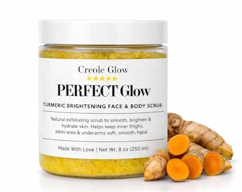 Creole Glow Turmeric Body Scrub – 8 oz Natural Exfoliating Scrub for Glowing Skin