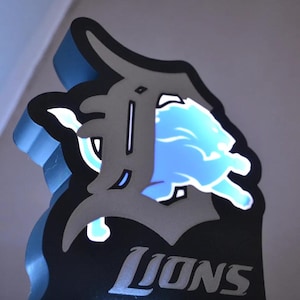 Detroit Lions glow in the dark light box