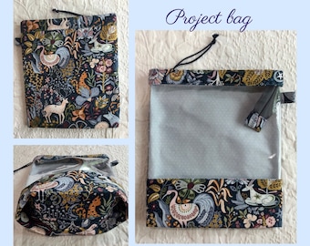 beautiful Animal print medium Zipper Project bag, clear view Vinyl knitting, Crafts Crochet Cross Stitch Pouch Standing, travel organize