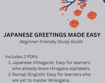 Aprenda saludos japoneses (PDF) / Guía de estudio de frases para principiantes / Imprimible