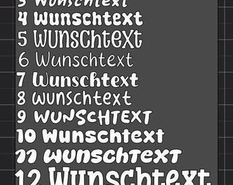 Bügelbild / Bügelfolie / Wunschtext / T-Shirt Applikation / Flexfolie / Textildruck