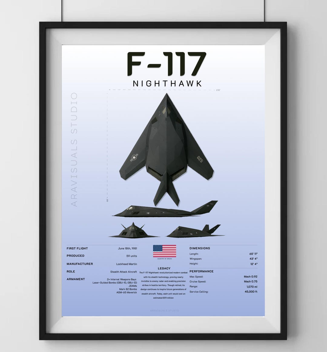 F 117 Nighthawk Poster Light Mode stealth Fighter Jet Wall Art f-117-nighthawk-poster-light-mode-stealth-fighter-jet-wall-art