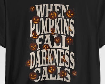 Halloween Pumpkin Graphic Tee: Spooky Gothic Horror Unisex Shirt