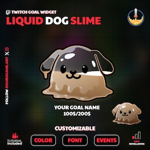 Cute Dog Goal Widget | Liquid Slime Twitch Goal | Fully Customizable | Sub Goal | Donation Widget | Streamers | Streamelements