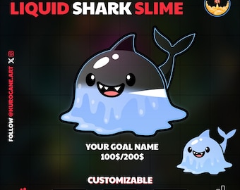 Cute Shark Liquid Goal Widget for Twitch – Sub, Follower & Tip Tracker - Instant Download
