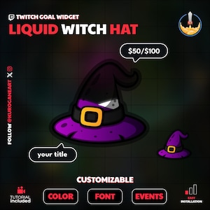 Witch Hat Goal Widget | Liquid Twitch Goal | Fully Customizable | Sub Goal | Donation Widget | Streamers | Streamelements