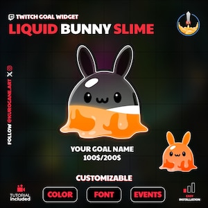 Cute Bunny Goal Widget | Liquid Slime Twitch Goal | Fully Customizable | Sub Goal | Donation Widget | Streamers | Streamelements