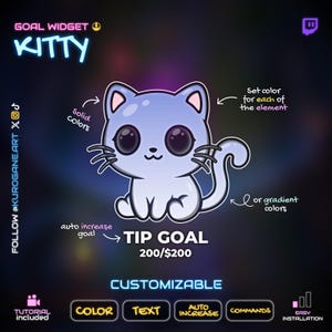 Kitty Liquid Goal Widget for Twitch – サブスクライバー、フォロワー、チップトラッカー – 即時ダウンロード