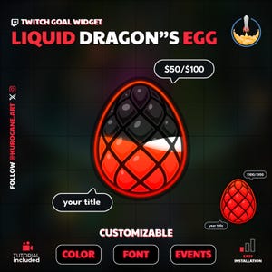 Dragon&#39;s Egg Goal Widget | Liquid Twitch Goal | Fully Customizable | Sub Goal | Donation Widget | Streamers | Streamelements