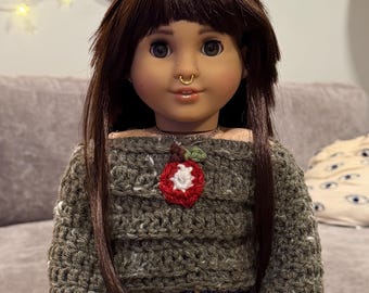 Gehäkelter Apfel Pullover für 45 cm Puppen