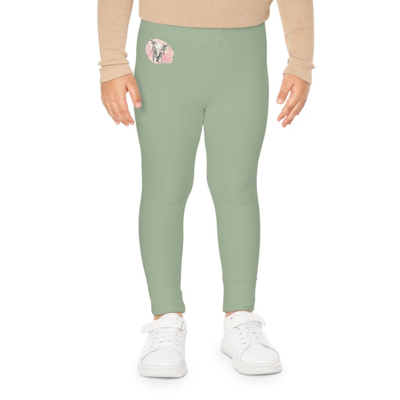 Kids Elephant Floral Stretchy Leggings | Fun Activewear for Girls, Cute Fashion for Playdates, Back to School Essentials, Holiday Gifts image 4