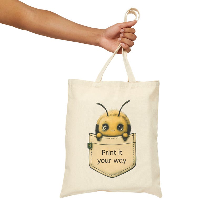 Niedliche Bienen Baumwolltasche | Wiederverwendbare Einkaufstasche, umweltfreundliche Einkaufstasche, Strandtasche, Geschenkidee für Naturliebhaber Bild 7